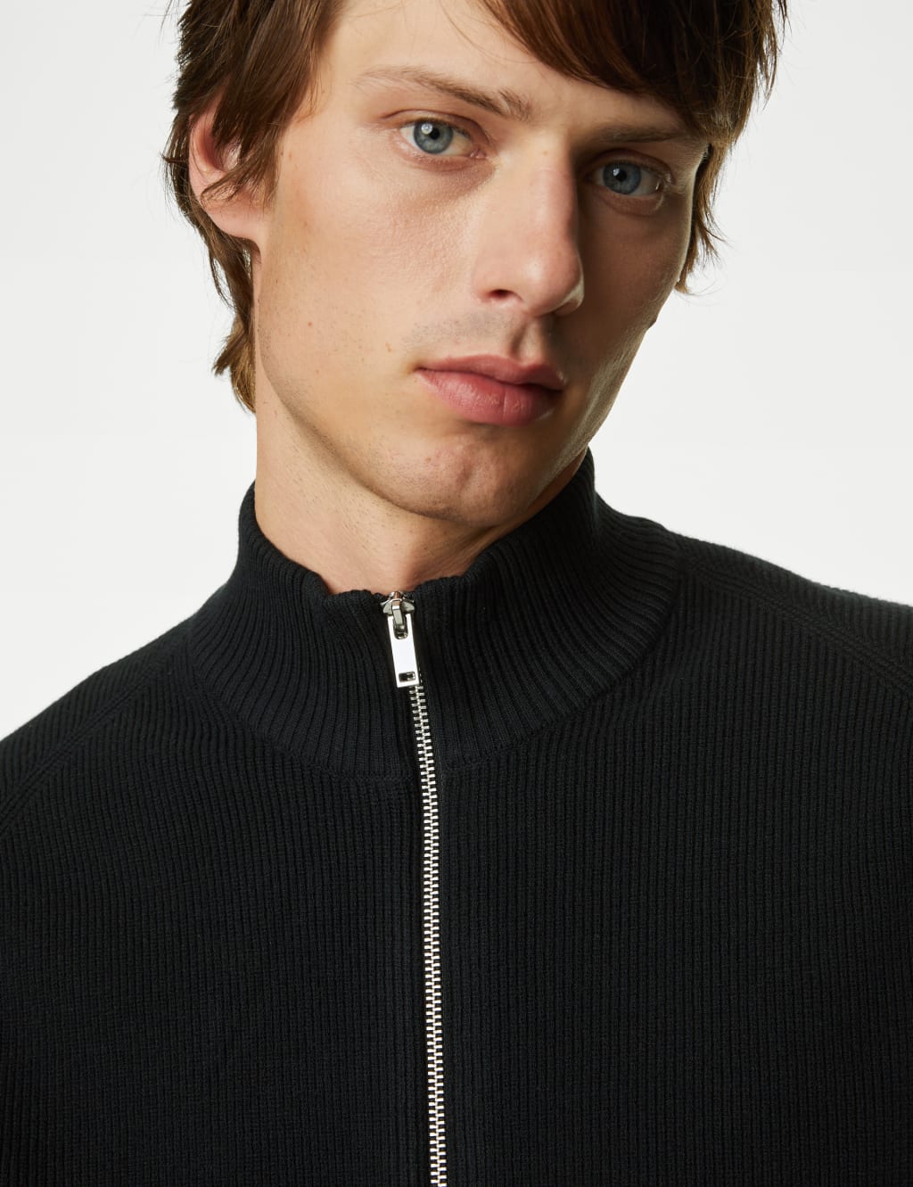 Mens funnel neck zip through hot sale sweatshirt