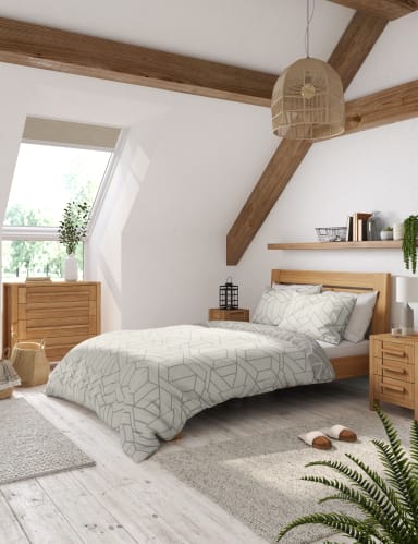 Cotton Blend Geometric Bedding Set 5 of 5