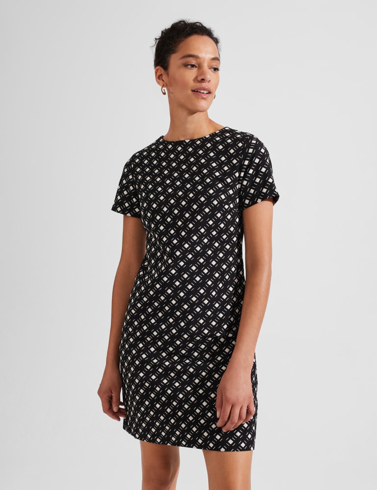 Cotton Blend Geometric Mini Shift Dress 3 of 6