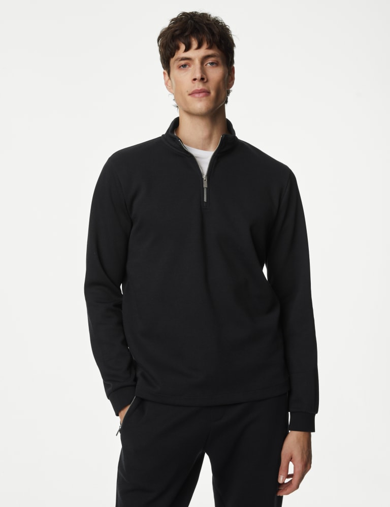 Cotton Blend Half Zip Sweatshirt 3 of 5