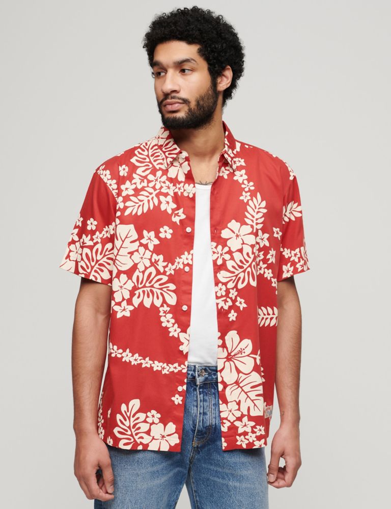 Cotton Blend Hawaiian Shirt 1 of 6