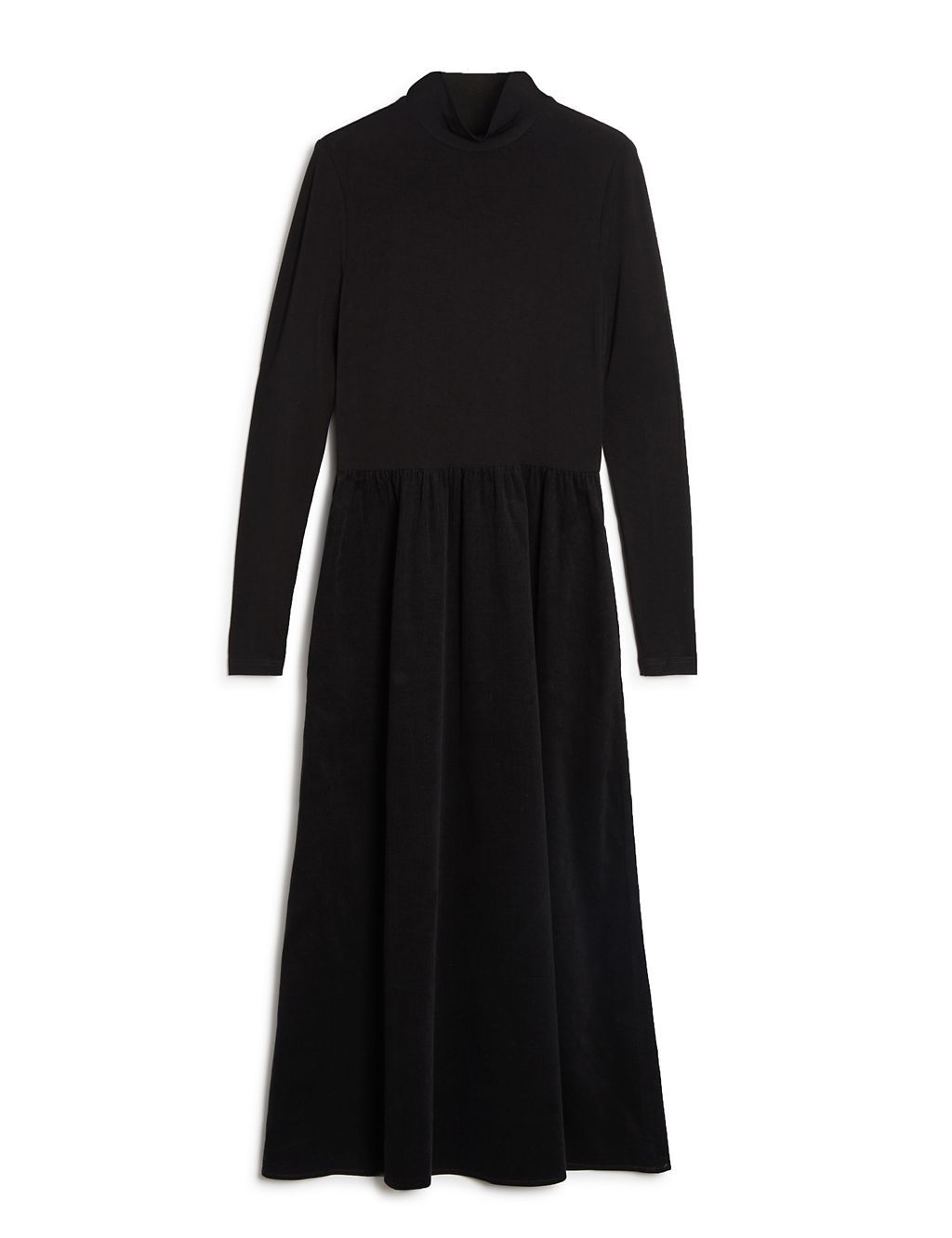 Cotton Blend High Neck Midi Waisted Dress | Albaray | M&S
