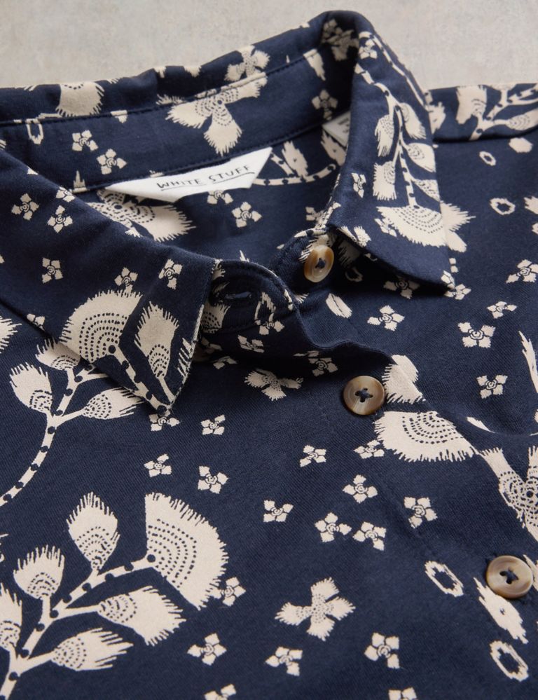 Cotton Blend Jersey Floral Midi Shirt Dress 6 of 6