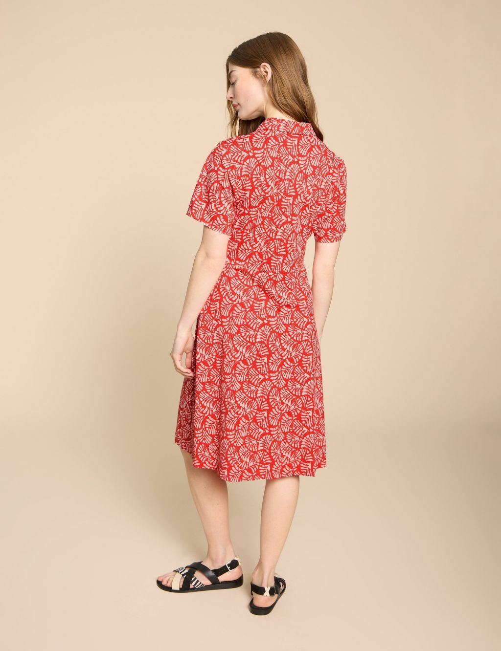 Cotton Blend Jersey Floral Shirt Dress 2 of 6