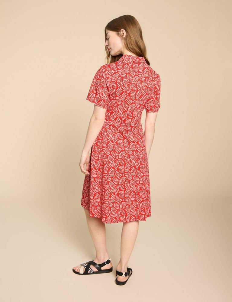 Cotton Blend Jersey Floral Shirt Dress 3 of 6