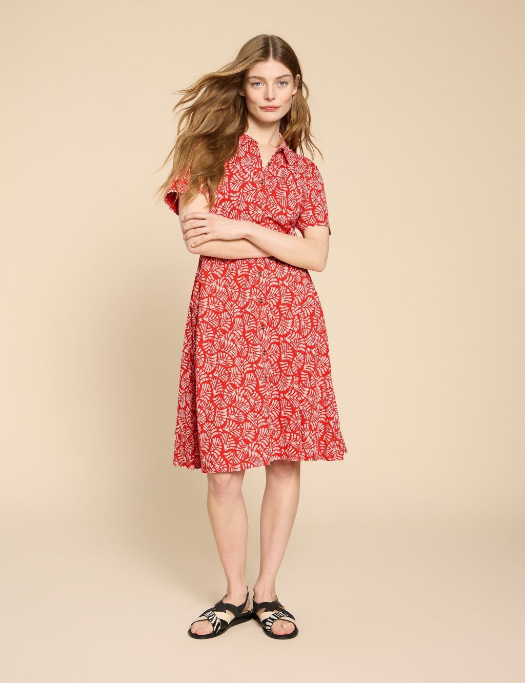 Cotton Blend Jersey Floral Shirt Dress 5 of 6