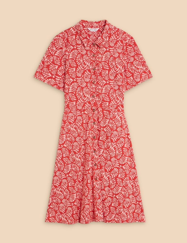 Cotton Blend Jersey Floral Shirt Dress 2 of 6