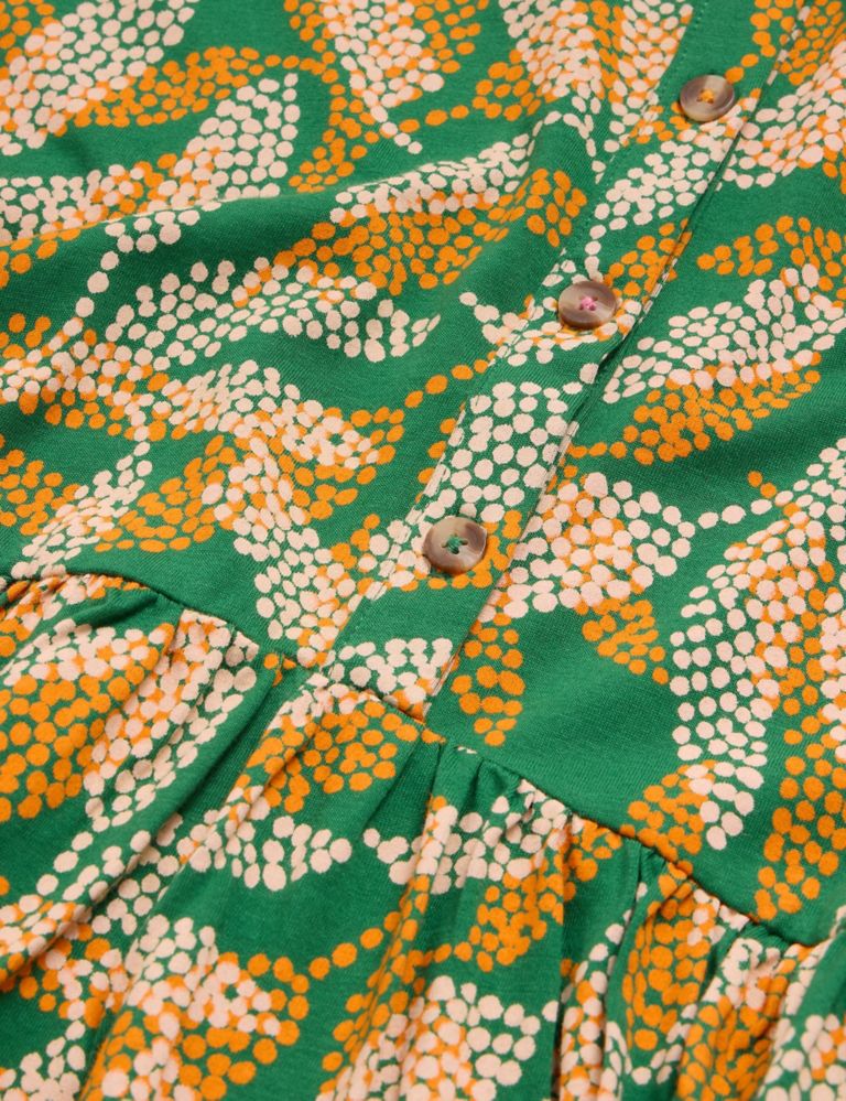 Cotton Blend Jersey Leaf Print Mini Shirt Dress 6 of 6