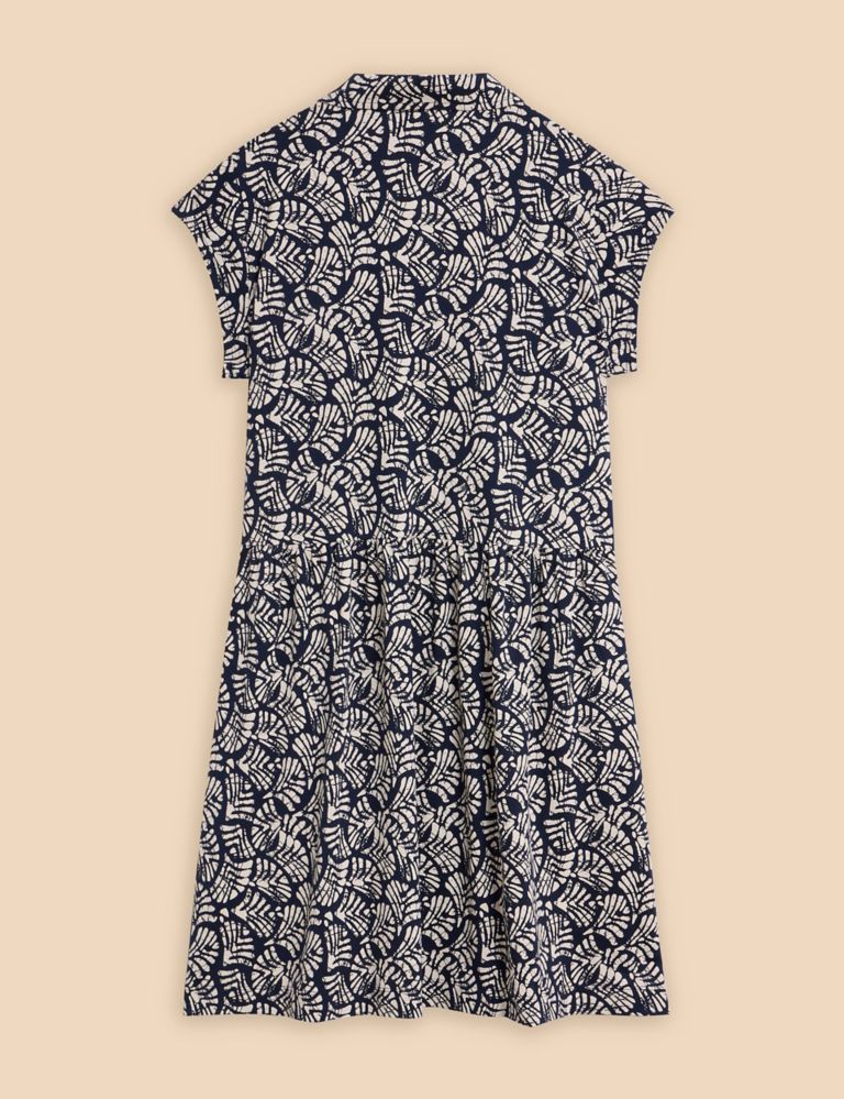 Cotton Blend Jersey Printed Mini Shirt Dress 2 of 6