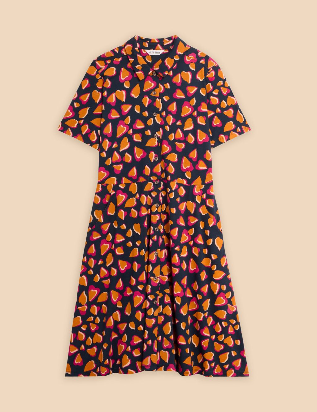 Cotton Blend Jersey Printed Shirt Dress 1 of 6