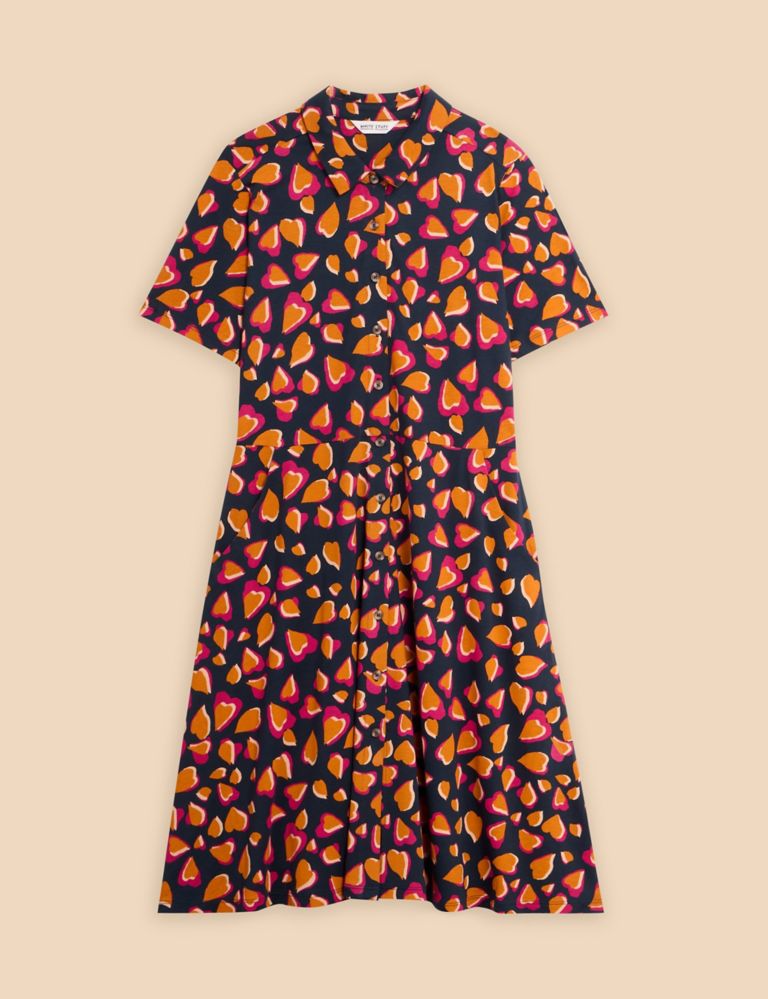 Cotton Blend Jersey Printed Shirt Dress 2 of 6