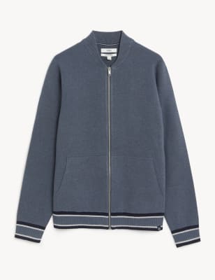 Cotton Blend Knitted Bomber Image 2 of 5