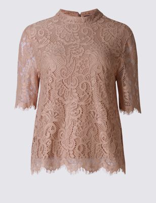 Cotton Blend Lace Tie Back Shell Top Image 2 of 6