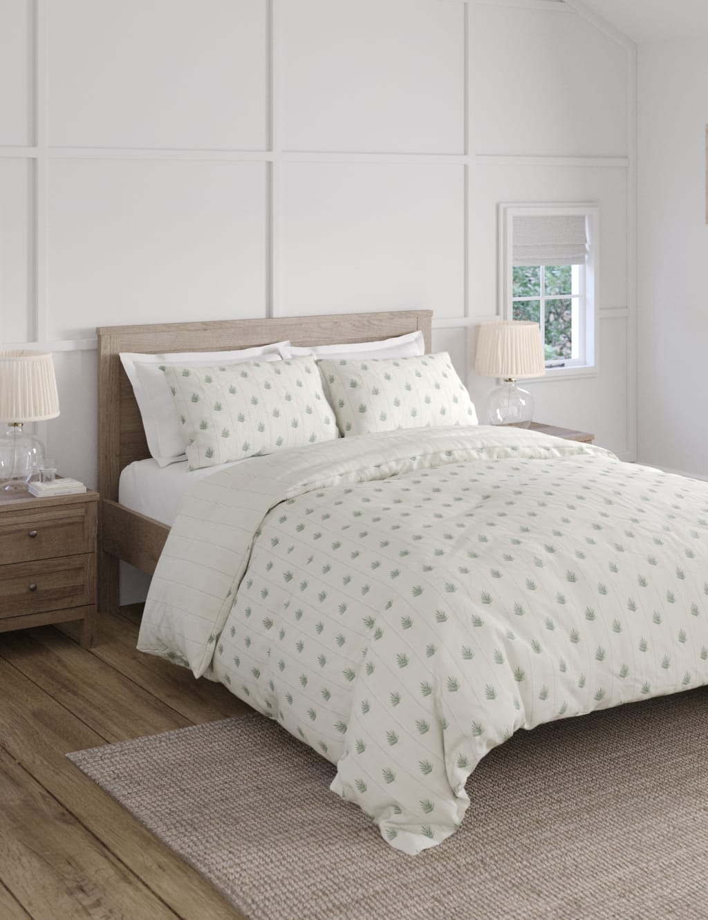 Cotton Blend Leaf Bedding Set 3 of 4