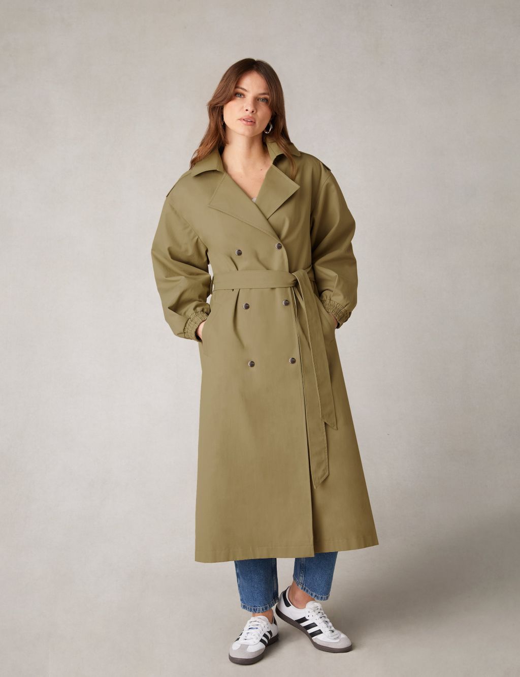 Cotton Blend Longline Trench Coat 4 of 11