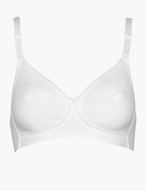 Cotton Blend Mesh Trim Non-Wired Full Cup Bra A-DD Image 2 of 4