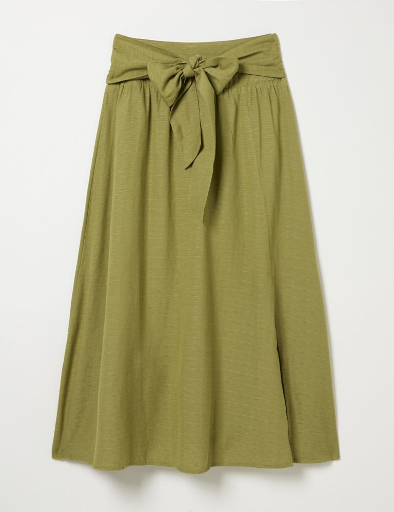 Cotton Blend Midi A-Line Skirt 1 of 1