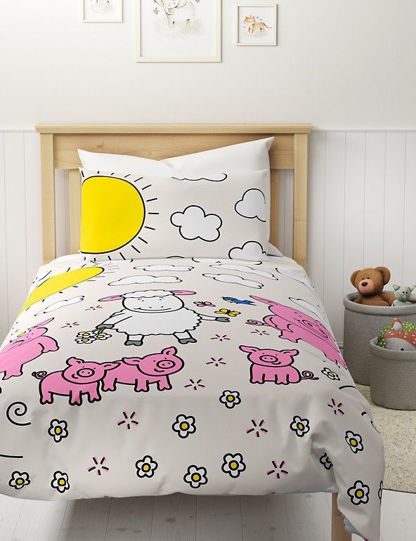 Cotton Blend Percy Pig Bedding Set, Toddler Duvet Size Guide