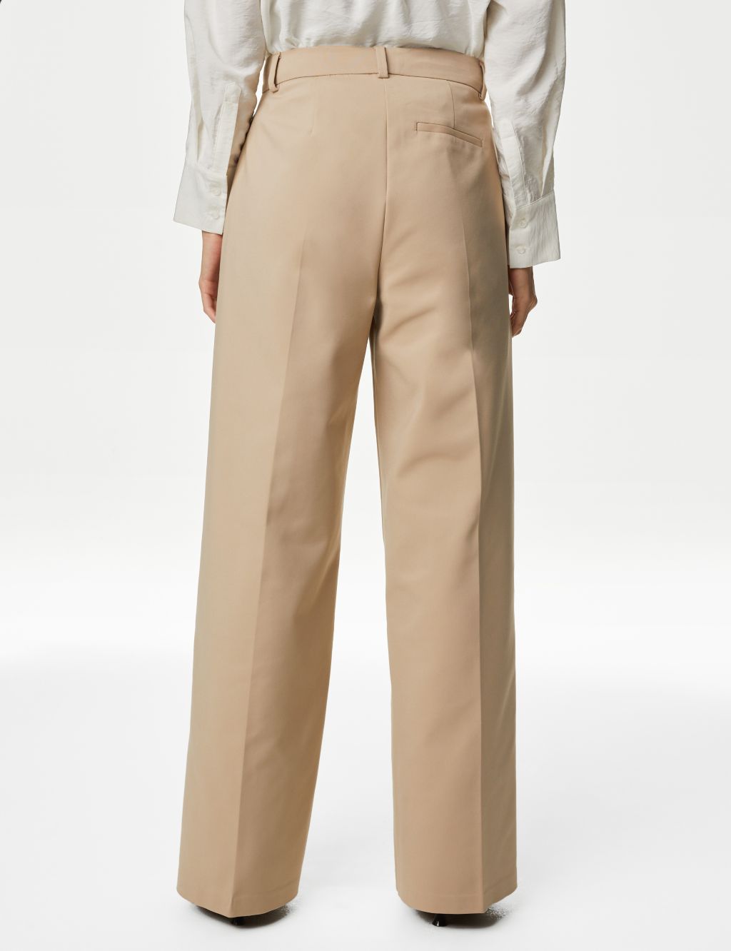 Cotton Blend Pleated Wide Leg Trousers 5 of 5
