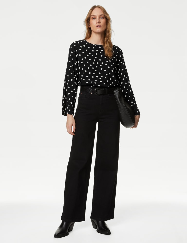 Cotton Blend Polka Dot Top M S Collection M S