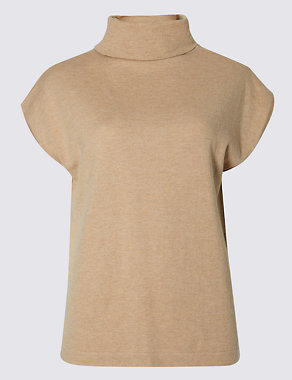 Cotton Blend Polo Neck Tabard Jumper Image 2 of 3