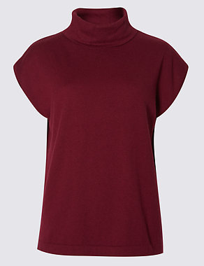 Cotton Blend Polo Neck Tabard Jumper Image 2 of 3