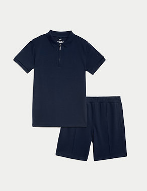 Cotton Blend Polo Shirt and Shorts Set (6-16 Yrs) Image 2 of 5