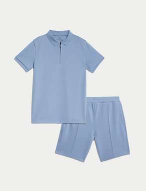 Cotton Blend Polo Shirt and Shorts Set (6-16 Yrs) Image 2 of 6