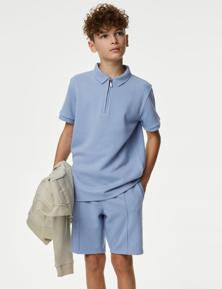 Cotton Blend Polo Shirt and Shorts Set (6-16 Yrs) 1 of 6