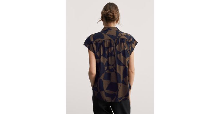 Cotton Blend Printed Cap Sleeve Top 6 of 7
