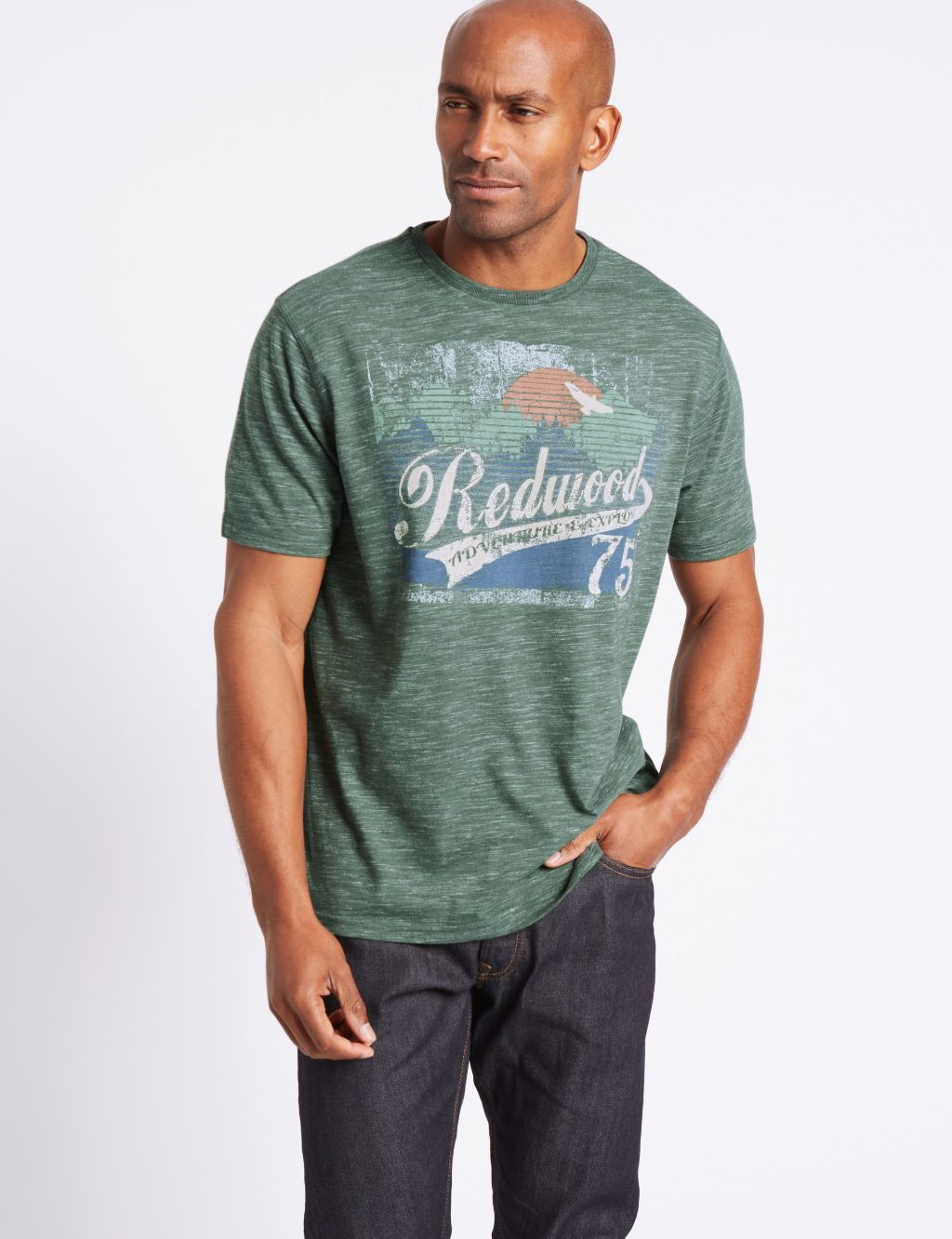 Cotton Blend Printed Crew Neck T-Shirt 3 of 5