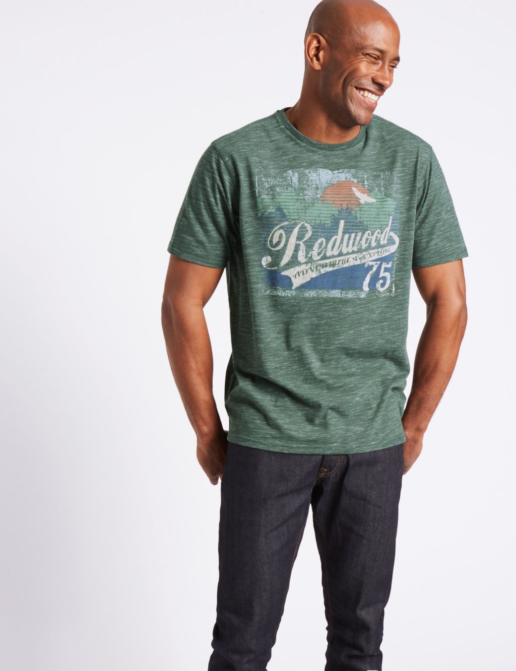 Cotton Blend Printed Crew Neck T-Shirt 2 of 5