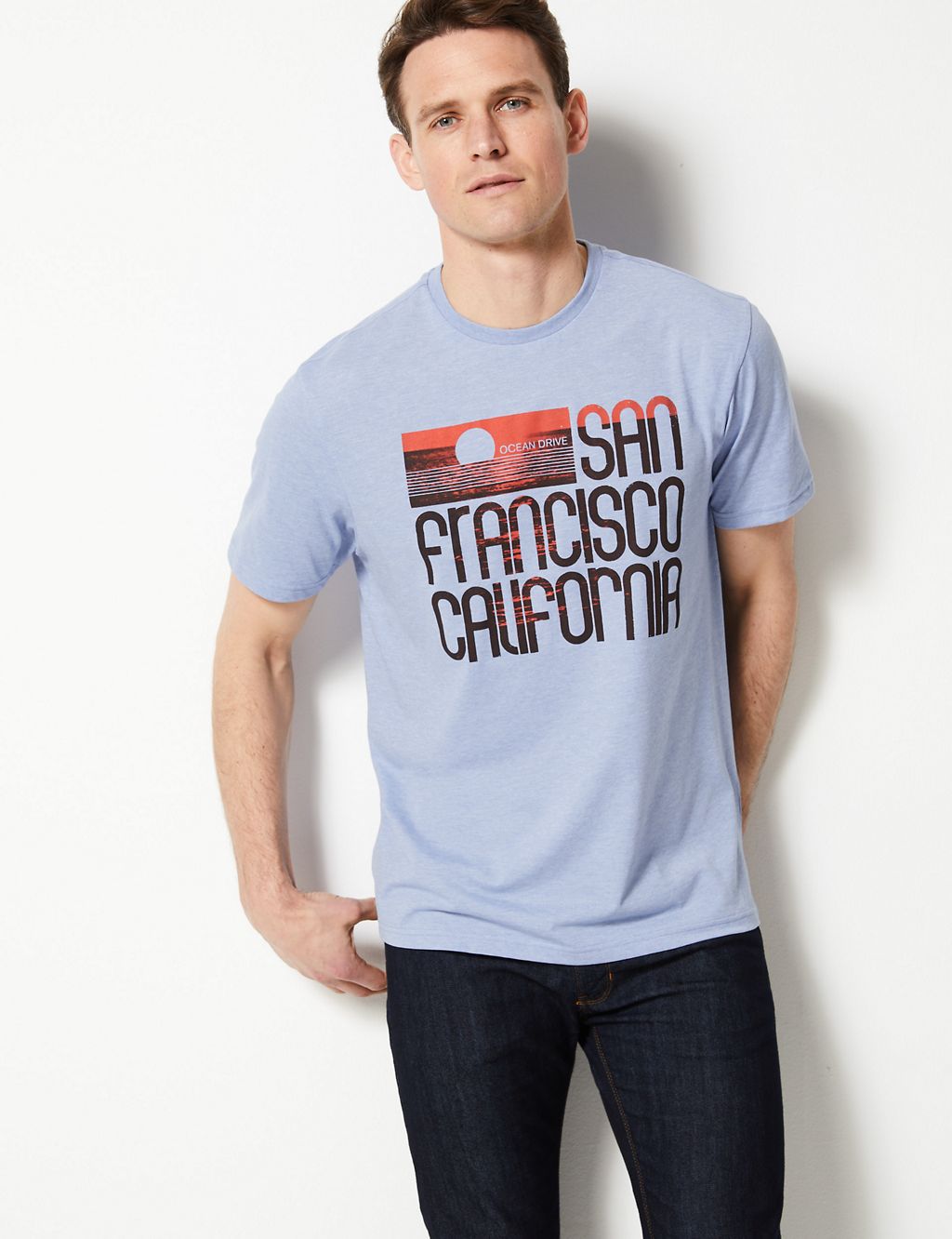 Cotton Blend Printed Crew Neck T-Shirt 3 of 4