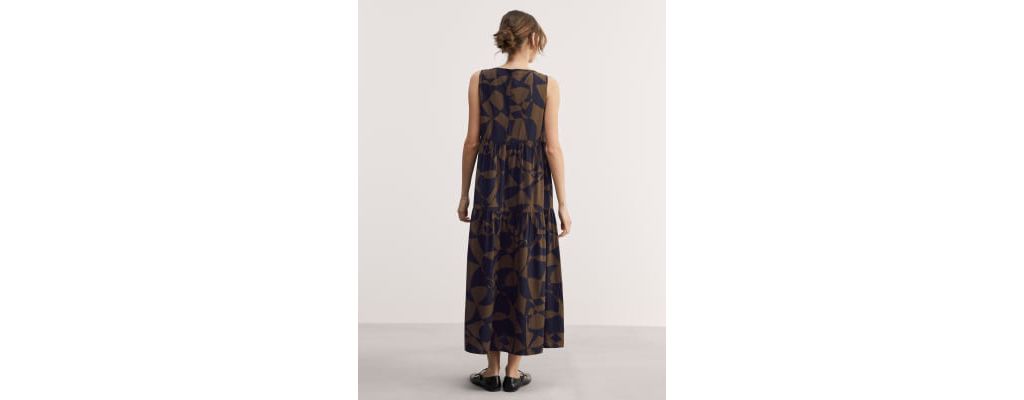 Cotton Blend Printed Maxi Tiered Dress 5 of 6