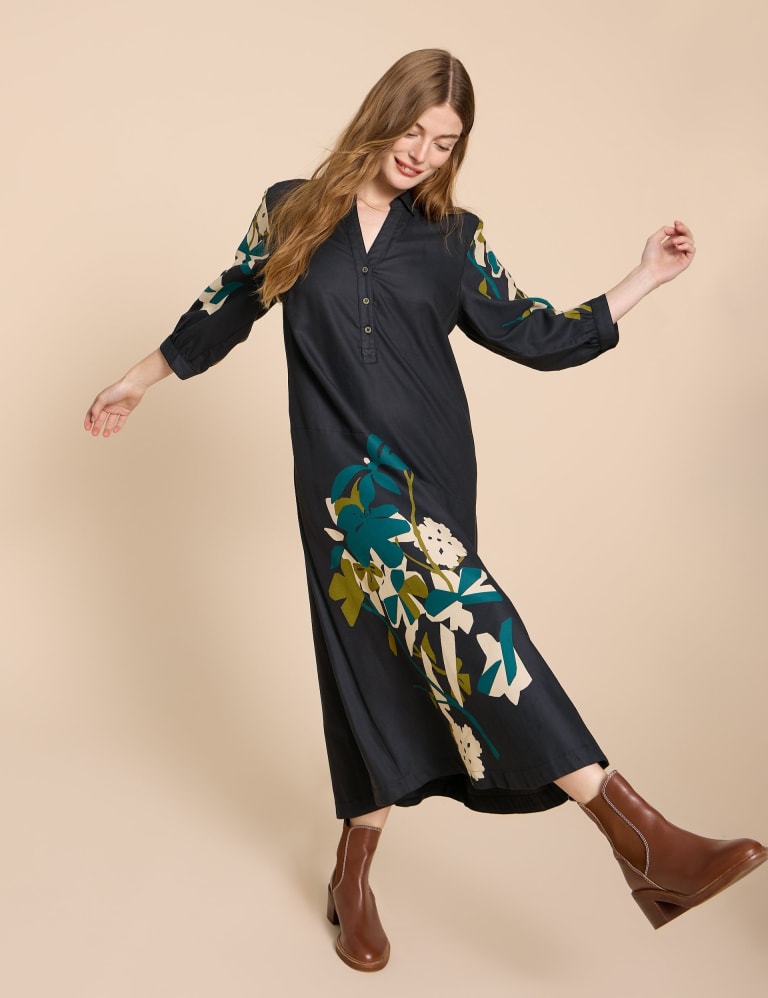 Cotton Blend Printed Midi Smock Dress White Stuff M S
