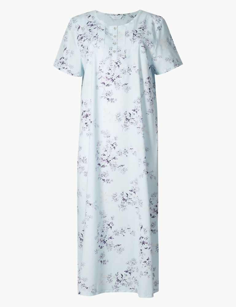 Cotton Blend Printed Short Sleeve Nightdress 2 of 4