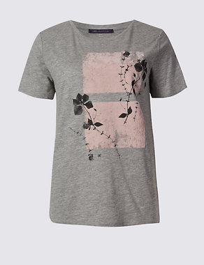 Cotton Blend Printed Short Sleeve T-Shirt Image 2 of 3