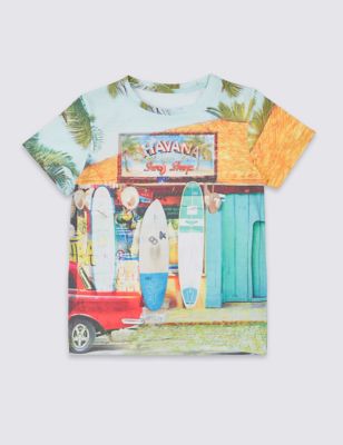 Cotton Blend Printed T-Shirt (3-14 Years) Image 2 of 3