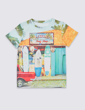 Cotton Blend Printed T-Shirt (3-14 Years) Image 2 of 3