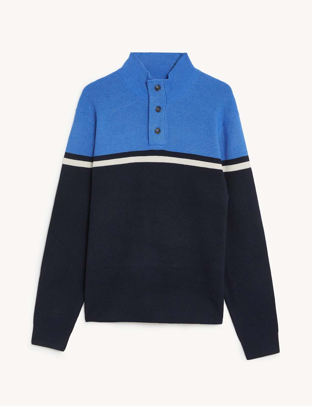 Cotton Blend Ribbed Funnel Neck Jumper 2 of 5