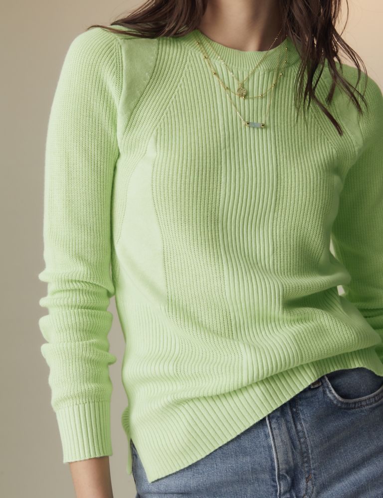 Cotton Blend Ribbed Round Neck Jumper 3 of 6