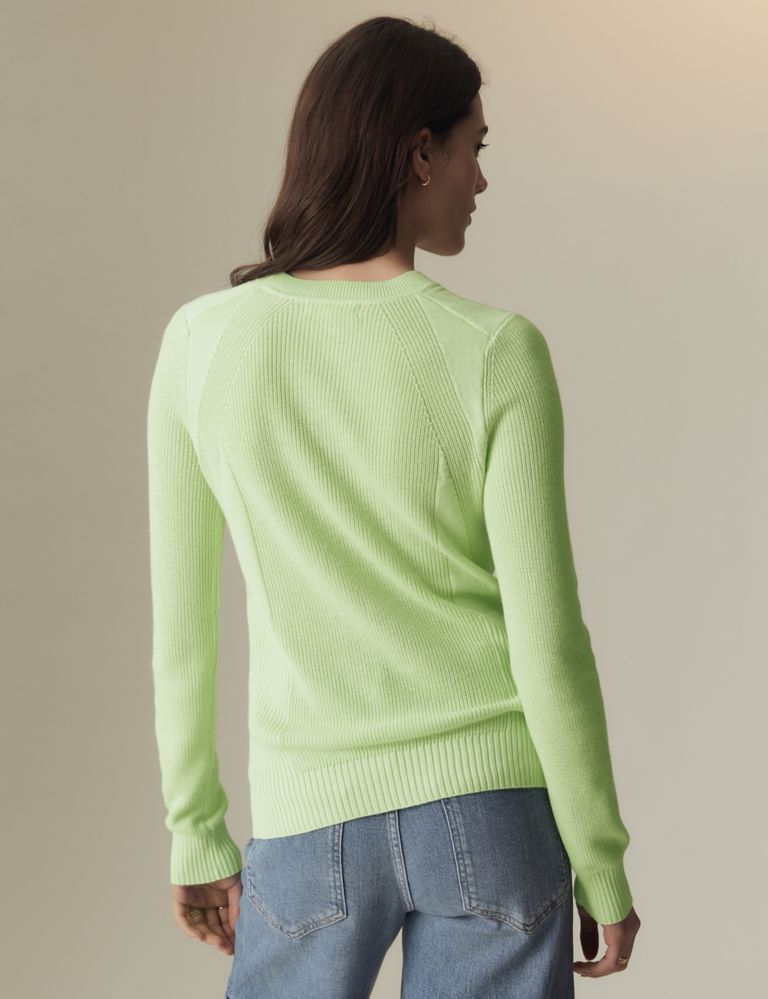 Cotton Blend Ribbed Round Neck Jumper 5 of 6