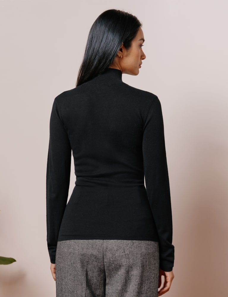 Cotton Blend Roll Neck Jumper with Silk Albaray M S