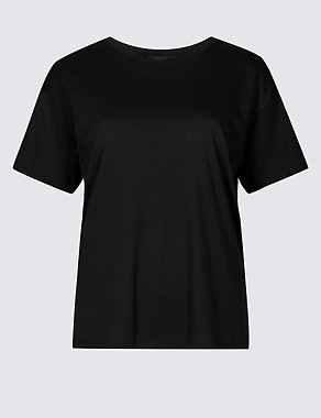 Cotton Blend Round Neck Short Sleeve T-Shirt Image 2 of 4