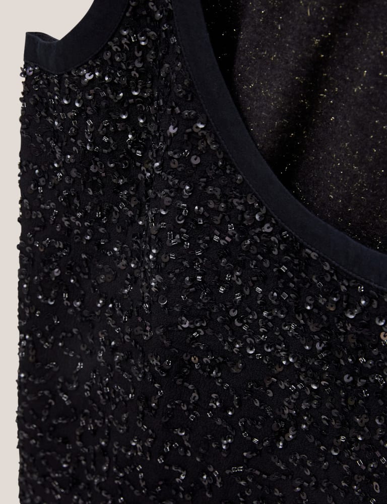 Black sequin vest top best sale