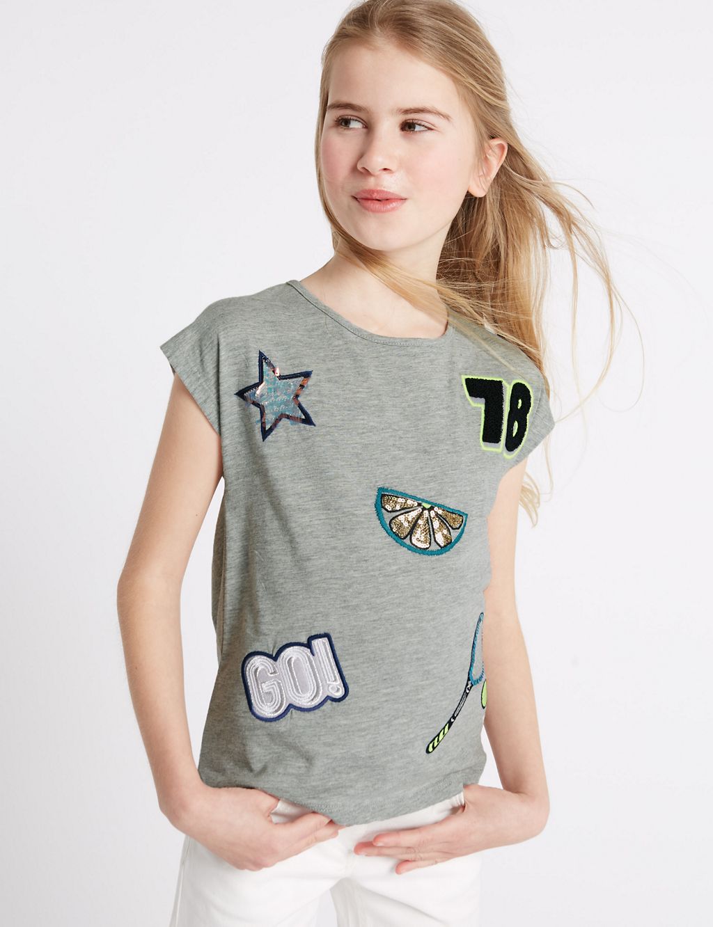Cotton Blend Sequin Top (3-14 Years) 3 of 5