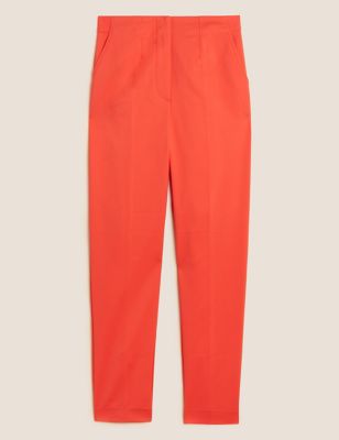 Cotton Blend Slim Fit Ankle Grazer Trousers Image 2 of 6