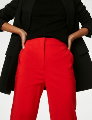 Farah Cropped Trousers in Wool Mix Slim Fit