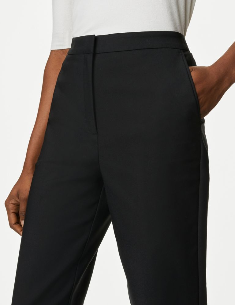 Cotton Blend Slim Fit Ankle Grazer Trousers, M&S Collection
