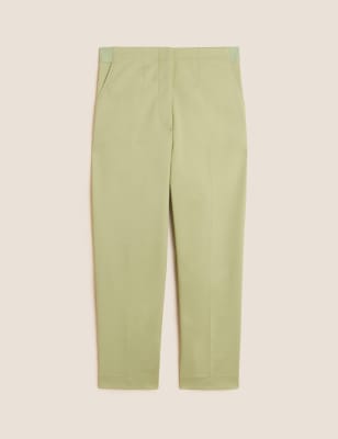 Cotton Blend Slim Fit Cropped Trousers M&S Collection M&S